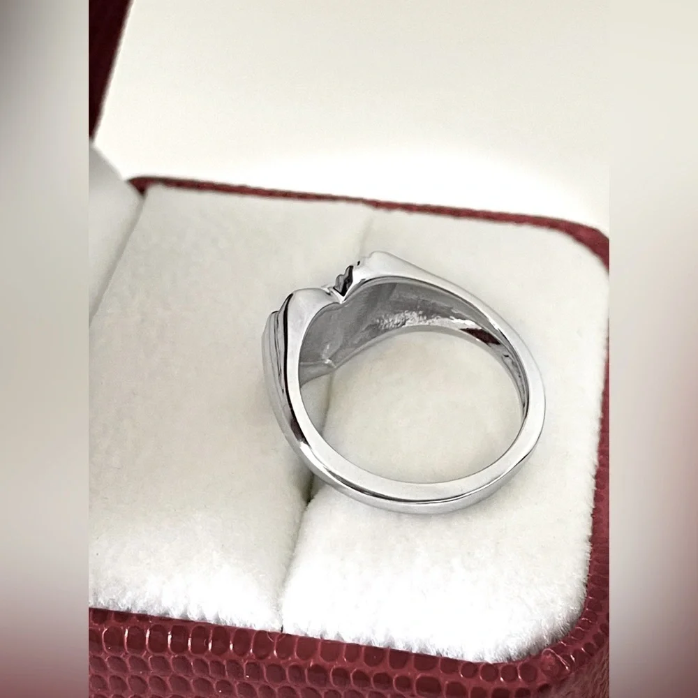 Diamond Heart Signet Ring 14k White Gold